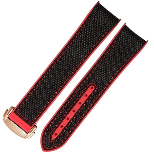 Svapo 20mm 22mm Gummi Nylon Silikon Uhrenarmband für Omega GMT Planet Ocean Seamaster Diver 300 gebogenes Ende Orange Uhrenarmband(Celestial Teal,20mm) von Svapo