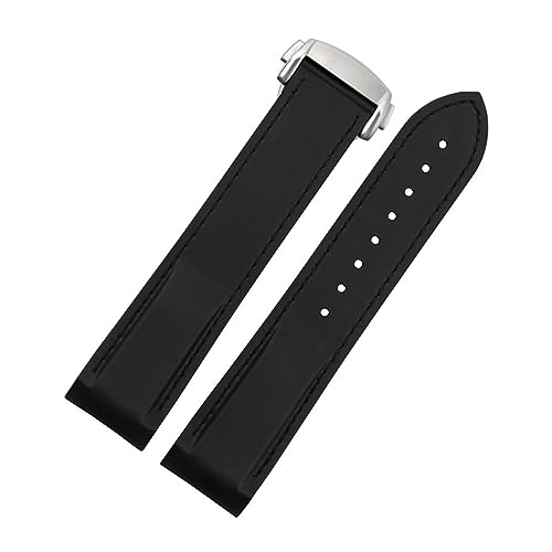 Svapo 20mm 22mm Gummi Silikon Uhrenarmbänder Für Omega Seamaster 300 speedmaster Strap Seiko Armband herren uhr Zubehör(Black silver buckle,22mm) von Svapo