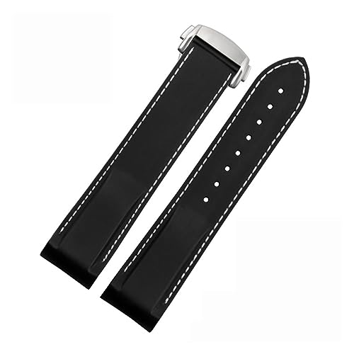 Svapo 20mm 22mm Gummi Silikon Uhrenarmbänder Für Omega Seamaster 300 speedmaster Strap Seiko Armband herren uhr Zubehör(Black whitte silver,22mm) von Svapo