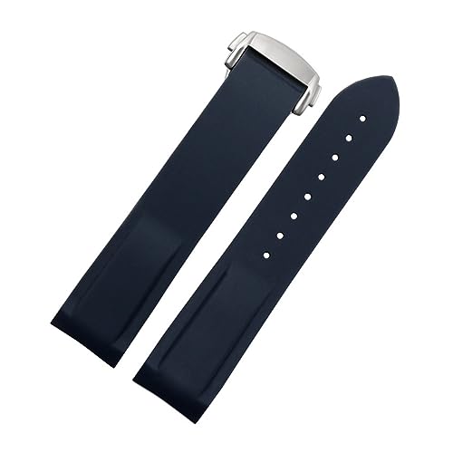 Svapo 20mm 22mm Gummi Silikon Uhrenarmbänder Für Omega Seamaster 300 speedmaster Strap Seiko Armband herren uhr Zubehör(Blue silver buckle,20mm) von Svapo