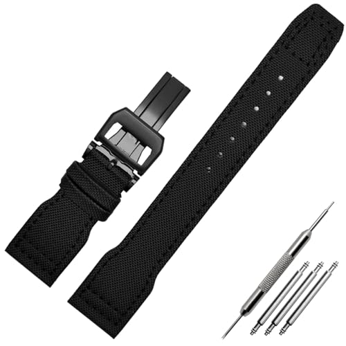 Svapo 22-mm-Armband aus echtem Leder mit Nylonnieten, passend für IWC SPITFIRE Big Pilot's Watch IW5009, Rindslederarmband(Nylon black) von Svapo
