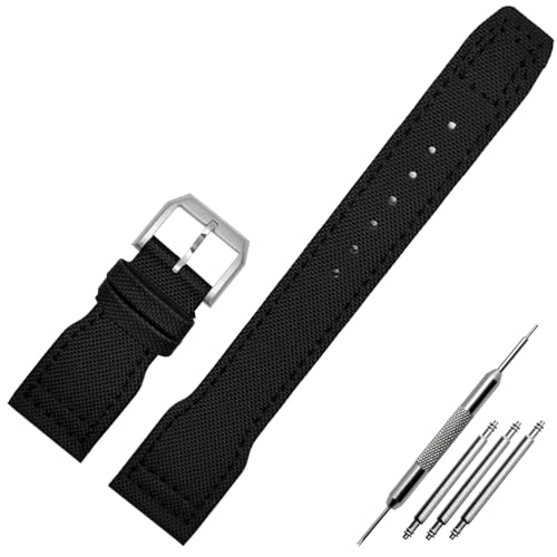 Svapo 22-mm-Armband aus echtem Leder mit Nylonnieten, passend für IWC SPITFIRE Big Pilot's Watch IW5009, Rindslederarmband(Nylon silver pin) von Svapo