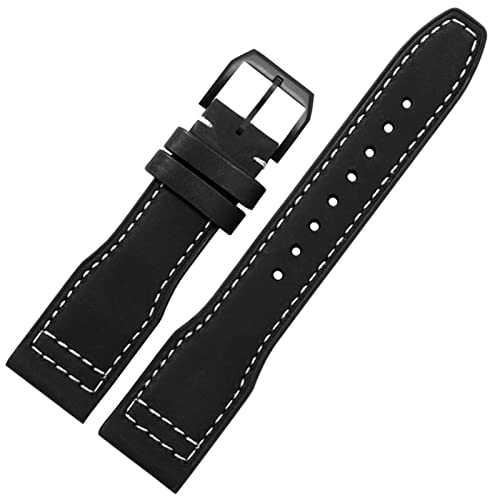 Svapo 22mm das obere Leder -Uhrenband für IWC IW326201 / IW377701 Große Pilotserie mit echter Leder Uhrengurt(BLACK WHITE) von Svapo