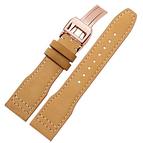 Svapo 22mm das obere Leder -Uhrenband für IWC IW326201 / IW377701 Große Pilotserie mit echter Leder Uhrengurt(Black Yellow) von Svapo