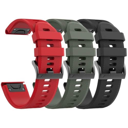 Svapo 3 Stück für Garmin Fenix 5 Uhrenarmbänder, Fenix 6 Uhrenarmbänder, Fenix 7, 22 mm, weiches Silikon, kompatibel mit S62 Uhrenarmbändern/Fenix 5 Plus, Einheitsgröße, Achat von Svapo