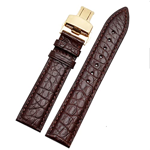Svapo Crocodile -Leder -Uhrband für jedes Marken -Armband 12 13 14 15 16 17 18 19 20 22 23 24 -mm -Träger mit Klappverschluss(Brown gold,23mm) von Svapo