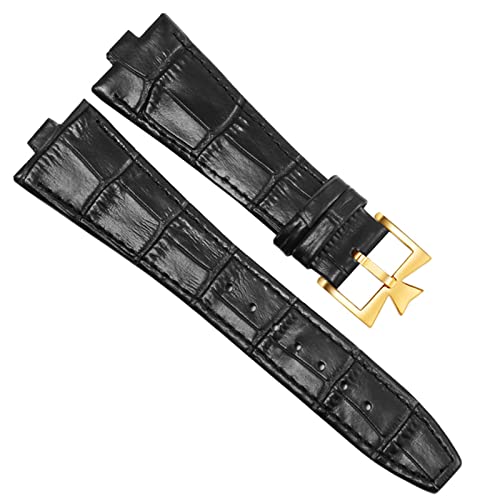 Svapo Echtes Leder Armband Für Vacheron Constantin OVERSEAS Serie 4500V 5500V P47040 Edelstahl Schnalle Männer Armband 25 * 8mm(Black-gold) von Svapo