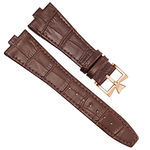 Svapo Echtes Leder Armband Für Vacheron Constantin OVERSEAS Serie 4500V 5500V P47040 Edelstahl Schnalle Männer Armband 25 * 8mm(Brown-rosegold) von Svapo