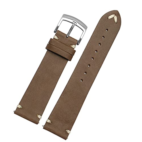 Svapo Echtes Leder -Uhrband für Bürger BM8475-26E 00F00X Armband 20 mm 22 mm schwarzbraunes weiches Kuhpferdarmband(Dark brown silver,20mm) von Svapo