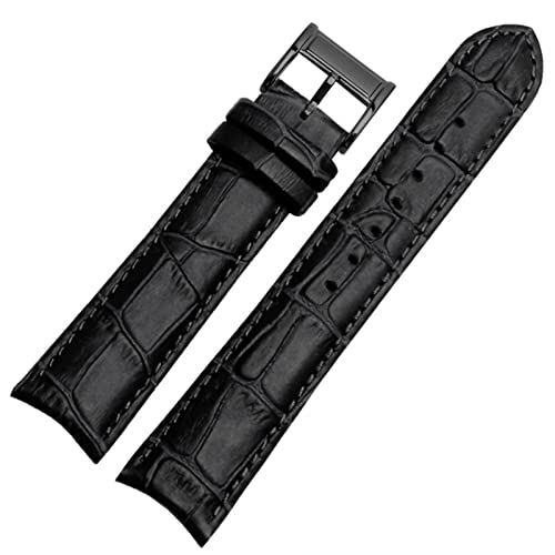 Svapo Echtes Leder -Uhrband für Bürger Seiko Armband 20mm Kurve End Kuh Leder schwarz blau braune Träger(Black black) von Svapo
