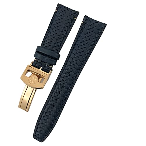 Svapo Für Iwc Portugieser großer Pilot IW377714 IW394005 Leder Uhrengurt blau Armband 20mm 21mm 22 mm Premium -Kauflattengurt(Blue Rose Buckle1,20mm) von Svapo