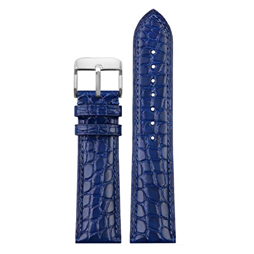 Svapo Für jedes luxuriöse Armband Krokodilgurt weiche blaue Leder -Uhrenband -Schmetterlingsverschluss 18 20mm 22 mm Männer Handgelenk Band(Blue silver Pin,22mm) von Svapo