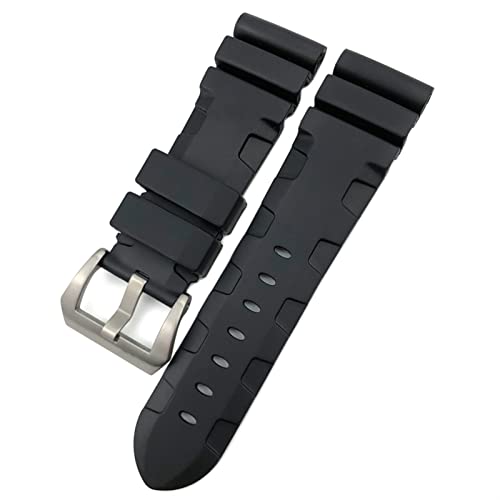 Svapo Gummi Uhrband 22mm 24mm 26mm Silikon Uhrengurt Für Panerai Tauchluminor Pam Wasserdichtes Armband(Black pin,26mm black buckle) von Svapo
