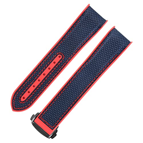 Svapo Gummi-Uhrenarmband für Omega Seamaster, Faltfaltschließe, Luxus-Nylon-Silikon-Armband, Zubehörteile(8,20mm) von Svapo
