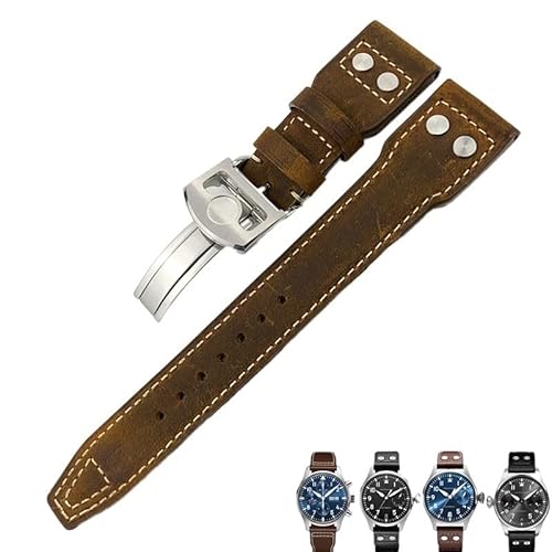 Svapo Italienisches Rindsleder-Uhrenarmband für IWC-Uhrenarmbänder 20 mm, 21 mm, 22 mm(Crazy horse 1,20mm) von Svapo