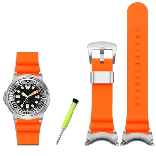 Svapo Modifiziertes Armband für Citizen BJ8050 BJ8050-08E Edelstahl-Lug-Verbindungskopf Little Monster Armband Uhrenarmband(Orange silver buckle) von Svapo