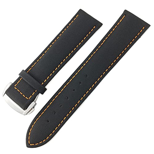 Svapo Nylon Canvas Watchband 19mm 20 mm 21 mm 22 mm für Omega Seamaster Diver 300 Uhrengurt(Black orange,20MM) von Svapo