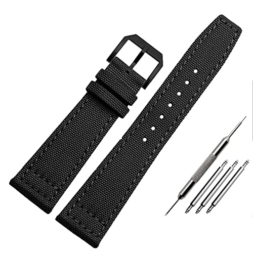 Svapo Nylon Watch Band Für Iwc Portugiesisch-Pilot-Serie 20mm 21mm 22mm Armbanduhr Band Leinwand Armband Blaues Blaugrün Uhrengurt(A-black-black,20mm) von Svapo