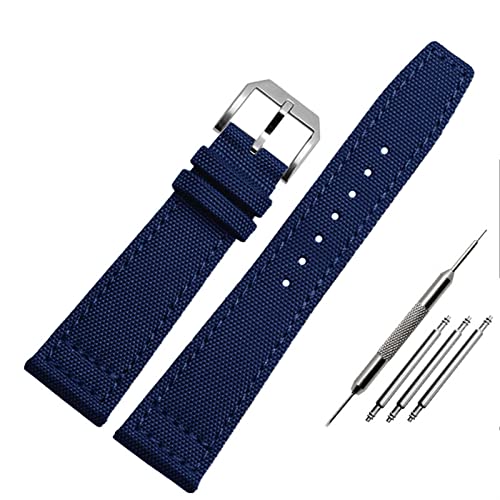 Svapo Nylon Watch Band Für Iwc Portugiesisch-Pilot-Serie 20mm 21mm 22mm Armbanduhr Band Leinwand Armband Blaues Blaugrün Uhrengurt(A-blue-silver,22mm) von Svapo