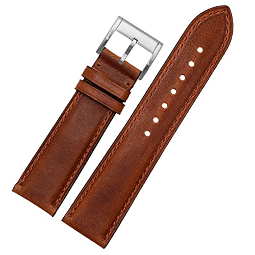 Svapo Rindslederarmband 20mm 22mm Faltschließe Für Hamilton Khaki Aviation Classic Series Herrenarmband(Brown 01-silver A,22mm) von Svapo