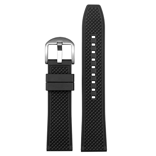Svapo Rubber Watchband 20m 22 mm Schnellveröffentlichungswache Ersatzgurt Männer Watchbänder(Black-silver buckle,22mm) von Svapo