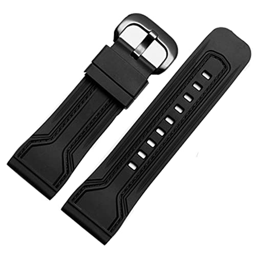 Svapo Silikon-Uhrenarmband, 28 mm, Uhrenarmbänder für Seven on Friday, Silikon-Gummi-Uhrenzubehör, wasserdichtes Armband, Armband, Gürtel(Black-Black Buckle) von Svapo
