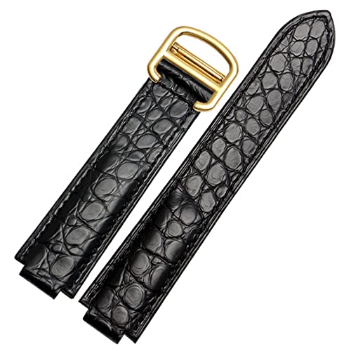 Svapo Uhrenarmband aus amerikanischem Krokodilleder, geeignet für Cartier Blue Balloon Convex Lederarmband 18 20 mm Herren und Damen Schwarz(Black Gold,18-11mm) von Svapo