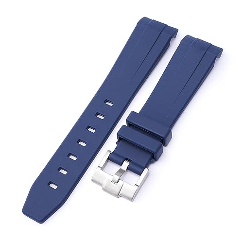 Svapo Uhrenarmband mit gebogenem Ende, 20 mm, natürliches Fluorkautschuk, Ersatz für Rolex-Armband, Submariner Explorer, 2 Rollen, 20 mm von Svapo