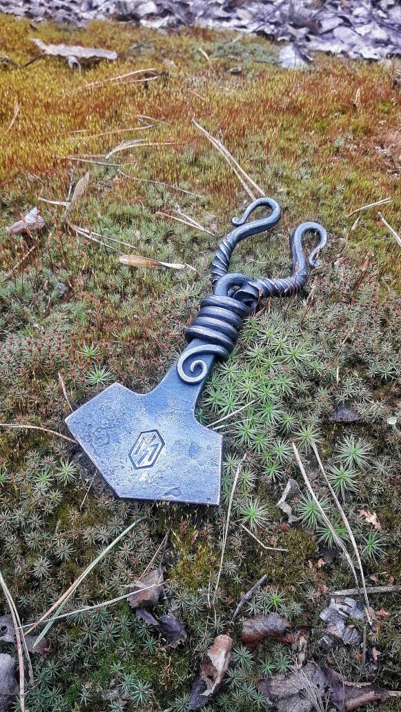 Handgeschmiedeter Mega Mjölnir 2 Hammer Des Thor Wikinger Runen Asatru Skandinavisch von SvarogsHammerShop