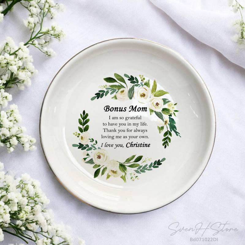 Floral Bonus Mom Ring Dish-Step Schmuckhalter-Geschenk Für Stiefmutter-Mutters Tagesgeschenk Von Tochter-Mama Geburtstagsgeschenk-Stiefmutter von SvenHStore