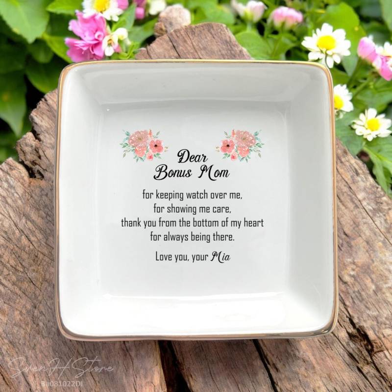 Bonus Mom Blumenring Gericht-Stiefmutter Geschenk Von Stieftochter-Müttertagsgeschenk-Mama Geburtstagsgeschenk-Blumenschmuck Dish-Stiefmutter Braut von SvenHStore