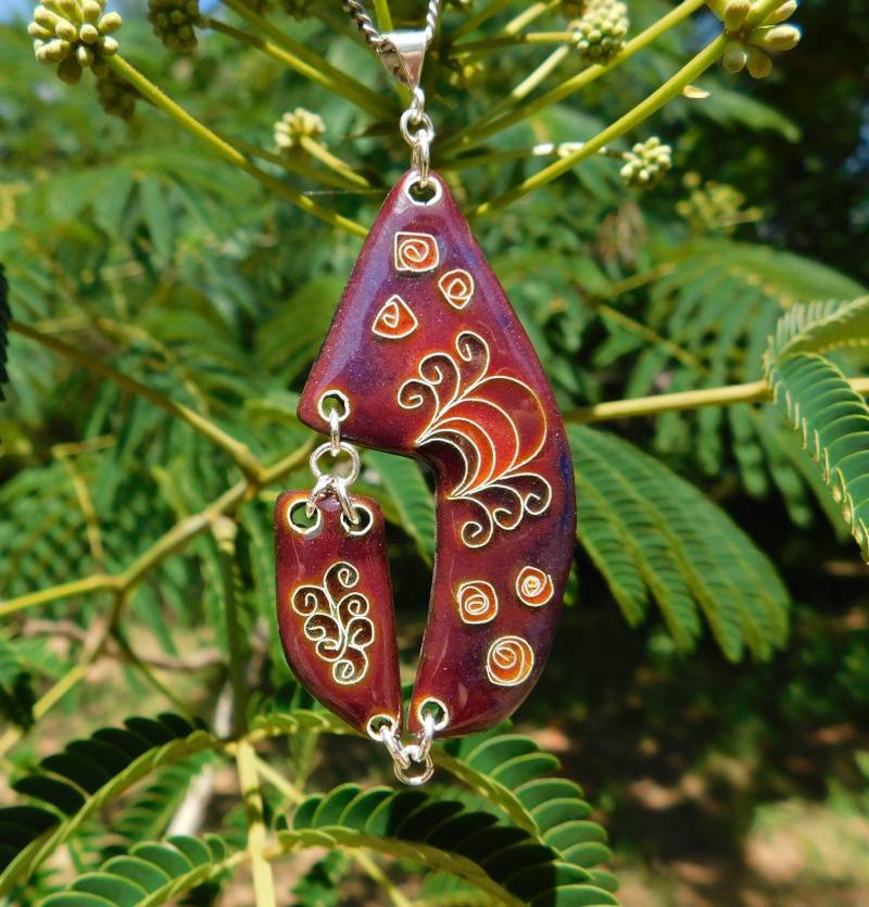 Verbindungen - Emaille Anhänger/Boho Anhänger/Fantasy Symbolisch/Locken/Geschenk Für Sie/Ooak/Handgefertigter Schmuck/Teile/Gust von SvetlanaGeiger