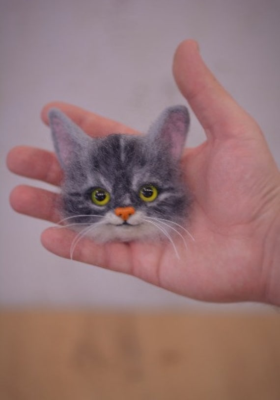 Gefilzte Wolle Katzen Brosche - Nadelgefilztes Tierportrait von SvetlanaToys