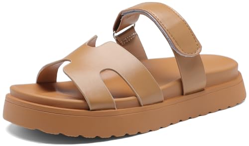 Damen-Sandalen, dicke Plateau-Sandalen, rutschfeste Sohle, offener Zehenriemen, Sommerschuhe, Khaki, 36 EU von Sviakl