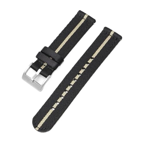 18 mm, 20 mm, 22 mm, 24 mm, gewebte Nylon-Uhrenarmbänder, passend for Omega, for Seamaster 300-Bänder, Schnellverschluss-Herren-Sportarmband, passend for Seiko-Gürtel (Color : Blackbeige-silver, Siz von Svincoter