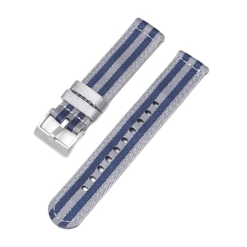 18 mm, 20 mm, 22 mm, 24 mm, gewebte Nylon-Uhrenarmbänder, passend for Omega, for Seamaster 300-Bänder, Schnellverschluss-Herren-Sportarmband, passend for Seiko-Gürtel (Color : Grayblue-silver, Size von Svincoter