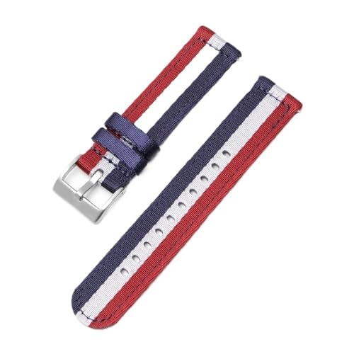 18 mm, 20 mm, 22 mm, 24 mm, gewebte Nylon-Uhrenarmbänder, passend for Omega, for Seamaster 300-Bänder, Schnellverschluss-Herren-Sportarmband, passend for Seiko-Gürtel (Color : Redwhiteblue-silver, S von Svincoter