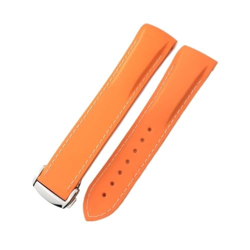 18mm 19mm 20mm 21mm 22mm Gummiarmband passend for Omega Seamaster 300 AT150 Speedmaster Planet Ocean passend for Seiko passend for CASIO Silikonarmband (Color : Orange White, Size : 22MM_SILVER BUCK von Svincoter