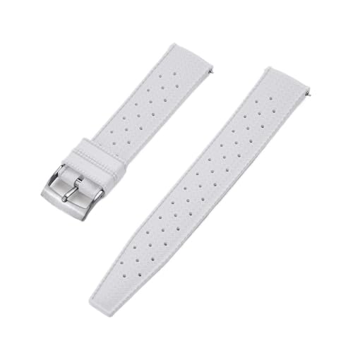 18mm 20mm 22mm Schnellverschluss FPM/FKM UhrenarmbandHerren passend for Seiko Taucheruhr (Color : White Silver, Size : 18mm) von Svincoter