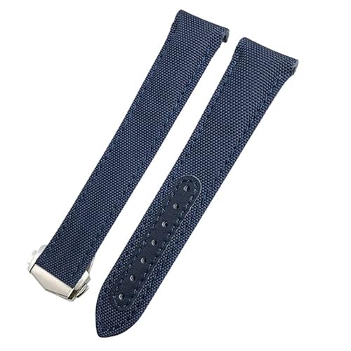 19 mm 20 mm 21 mm Nylon-Uhrenarmband passend for Omega Speedmaster Moonwatch Seamaster AT150 Planet Ocean for Seiko Blue Canvas Fabric Uhrenarmband (Color : Blue blue Pointed, Size : 19MM_GOLDEN BUC von Svincoter