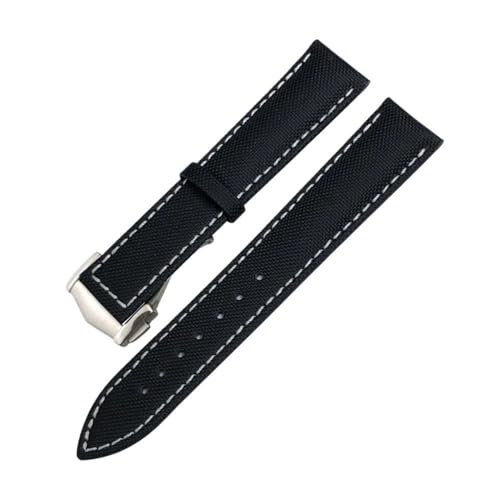 19mm 20mm 21mm 22mm Nylon Uhrenarmband passend for Omega Planet Ocean Seamaster 300 Speedmaster Stoff Leder passend for SEIKO Canvas Uhrenarmband (Color : Black white Pointed, Size : 20MM_BLACK BUCK von Svincoter