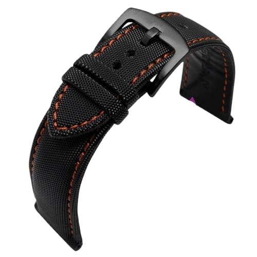 20/22/24 mm Herren-Armband aus Nylon und Canvas, passend for Blancpain Fifty Fathoms/SEIKO 5 Water Ghost/Citizen BM8475(A Orange Line-Black,24mm) von Svincoter