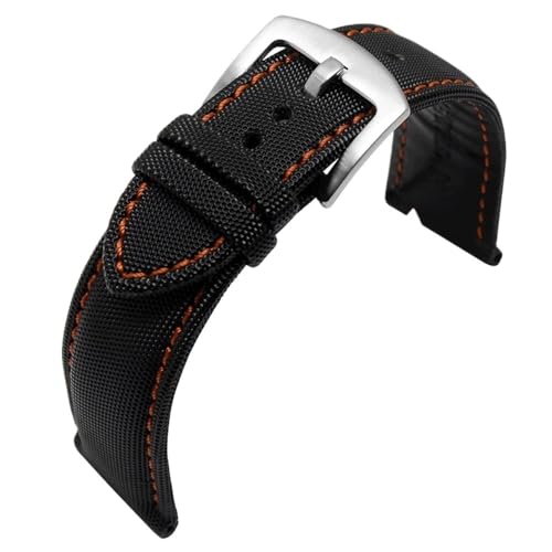 20/22/24 mm Herren-Armband aus Nylon und Canvas, passend for Blancpain Fifty Fathoms/SEIKO 5 Water Ghost/Citizen BM8475(A Orange Line-Silver,22mm) von Svincoter