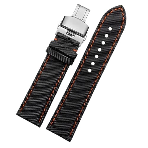 20/22/24 mm Herren-Armband aus Nylon und Canvas, passend for Blancpain Fifty Fathoms/SEIKO 5 Water Ghost/Citizen BM8475(B Red Thread-Silver,22mm) von Svincoter