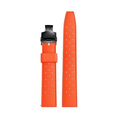 20 22 24 mm Orange Series Gummi-Fluorelastomer-Armband passend for Seiko Mido Heuer Omega-Armband, wasserdichtes Armband, Herren-Accessoires (Color : 6801 BK, Size : 24mm) von Svincoter