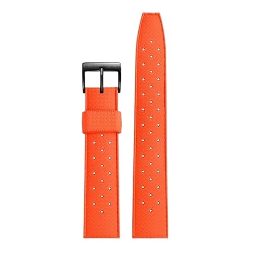 20 22 24 mm Orange Series Gummi-Fluorelastomer-Armband passend for Seiko Mido Heuer Omega-Armband, wasserdichtes Armband, Herren-Accessoires (Color : 6801 black, Size : 22mm) von Svincoter