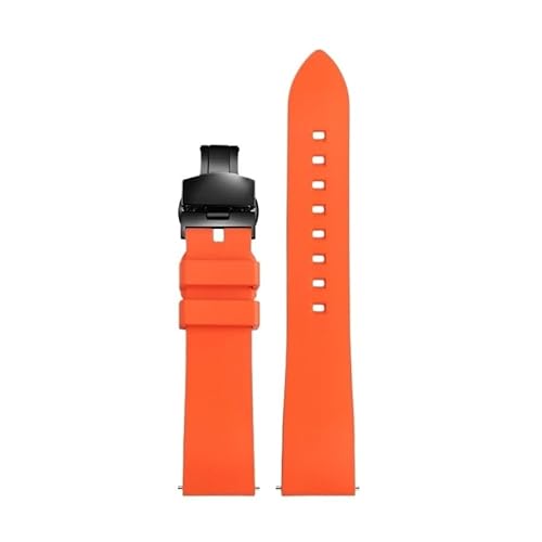 20 22 24 mm Orange Series Gummi-Fluorelastomer-Armband passend for Seiko Mido Heuer Omega-Armband, wasserdichtes Armband, Herren-Accessoires (Color : 7801 BK, Size : 20mm) von Svincoter