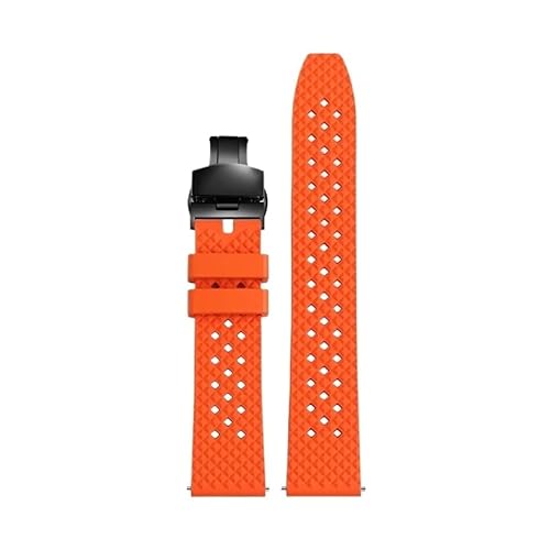 20 22 24 mm Orange Series Gummi-Fluorelastomer-Armband passend for Seiko Mido Heuer Omega-Armband, wasserdichtes Armband, Herren-Accessoires (Color : 7805 BK, Size : 22mm) von Svincoter