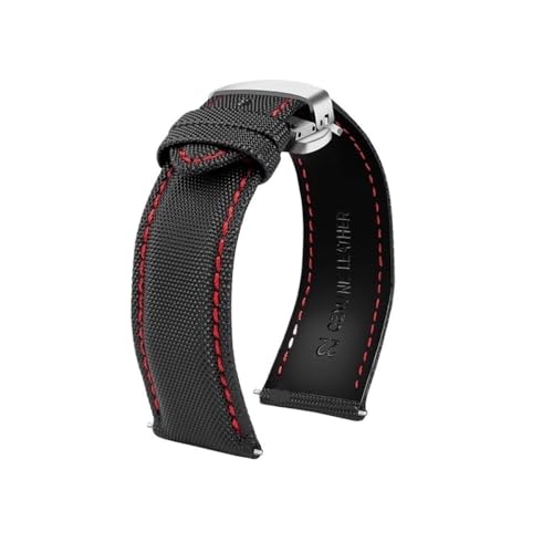 20 mm, 21 mm, 22 mm, 23 mm, 24 mm, Nylon-Leder-Uhrenarmband, passend for Tag, passend for Heuer, passend for Citizen, passend for Seiko Nr. 5 UHR, Herren Damen, Canvas-Stoff-Uhrenarmband (Color : Red von Svincoter