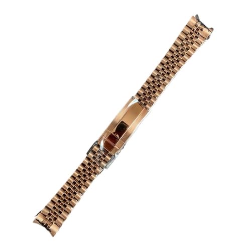 20 mm Armband, silberfarbene Glide-Lock-Schnalle, Edelstahl-Armband, Uhrenteile, passend for Seiko 40 mm SUB-Uhrengehäuse (Color : Rose gold, Size : 20mm) von Svincoter